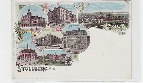 37134 Ak Lithographie Gruß aus Stollberg im E. um 1900