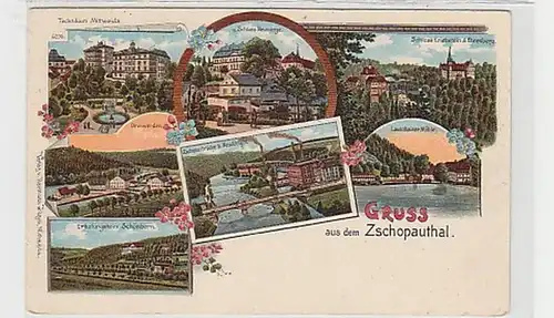 37086 Ak Lithographie Gruß aus dem Zschopautal um 1900