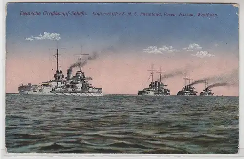 37074 Feldpost Ak Deutsche Großkampf-Schiffe 1918