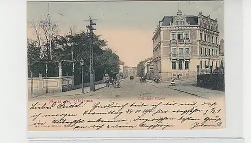 37025 Ak Gruß aus Meerane Leipziger Straße 1901