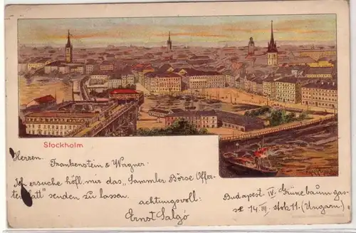 36943 Ak Lithographie Stockholm Suède Vue totale 1903