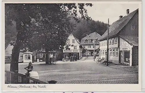 36929 Ak Altenau (Oberharz) am Markt mit Geschäften um 1940