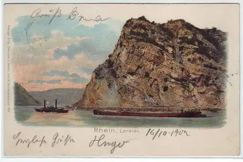 36905 Ak Lithographie Rhein Lorelei 1902