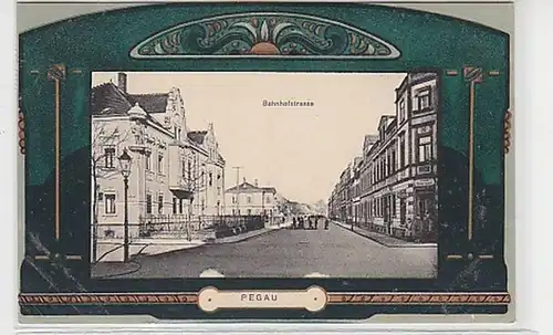 36895 Jugendstil Ak Pegau Bahnhofstrasse 1910