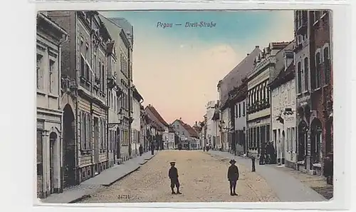 36889 Ak Pegau Breit Straße mit Geschäften 1913