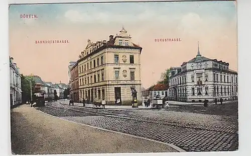 36880 Ak Döbeln Bahnhofs- und Burgstraße 1916