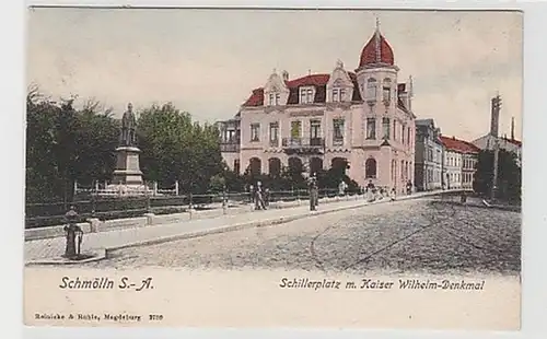 36879 Ak Schmölln S.-A. Schillerplatz mit Denkmal 1903