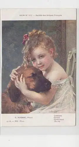 36841 Artiste Ak fille branle avec chien vers 1910