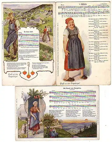 36823/3 Cantique Ak Salutation des monts Métallifères vers 1920