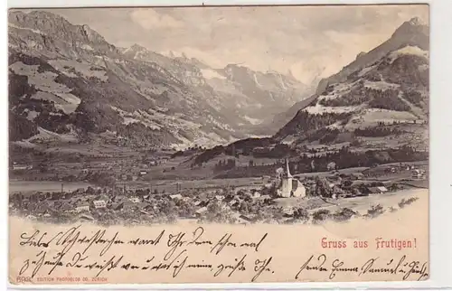 36820 Ak Gruss de Frutigen! Suisse Vue totale 1901