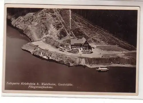 36818 Ak Talsperre Kriebstein bei Waldheim Gaststätte Fliegeraufnahme um 1930