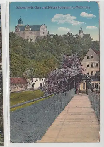 36752 Ak Schloß Rochsburg und schwankender Steg 1919