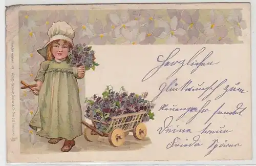 36724 Ak enfant avec chariot à main plein de fleurs 1903
