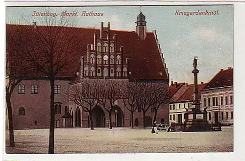 36720 ak Jüterbog Markt, Rathaus & Kriegerdenkmal 1909