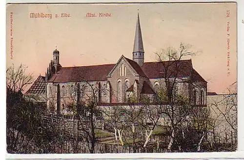 36718 Ak Mühlberg an der Elbe altst. Kirche um 1910