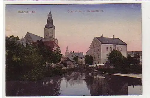 36685 Feldpost Ak Döbeln Stadtkirche & Rathausturm 1916