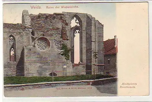 36667 Künstler-Ak Weida Ruine der Wiedenkirche 1906