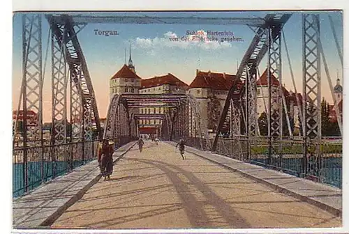 36613 Ak Torgau Blick von der Elbbrücke um 1920