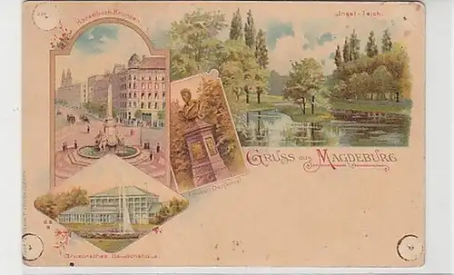 36601 Ak Lithographie Gruss de Magdeburg vers 1900