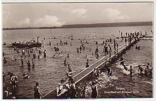 36477 Ak Torgau Strandbad am großen Teich um 1930