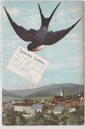 36465 Schwalben Ak Gruss aus Ilmenau 1908