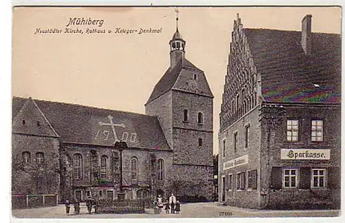 36463 Ak Mühlberg Eglise Hôtel de ville Caisse d'épargne Monument 1910