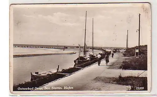36444 Ak Mer Baltique Bad Deep près du port de Szczecin vers 1940