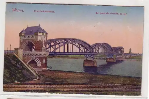 36335 Ak Worms Eisenbahnbrücke um 1920