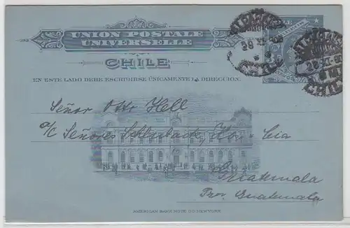 36333 seltene Ganzsachenkarte Chile Valparaiso nach Guatemala 1906