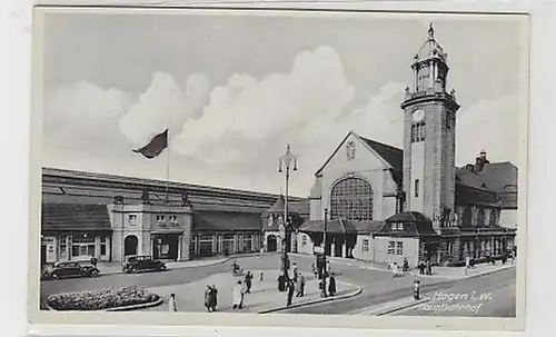 36324 Ak Hagen in Westfalen Hauptbahnhof um 1940