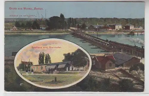 36307 Multi-image Ak Salutation de Maxau Baden Gasthaus au port du Rhin 1925