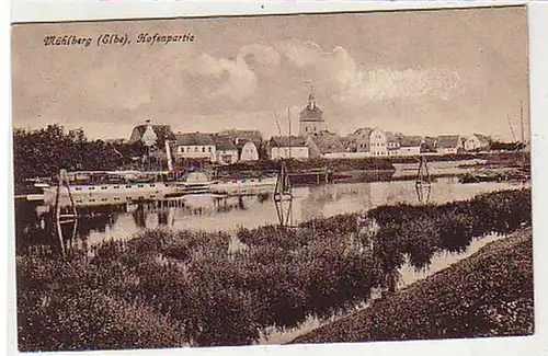 36132 Ak Mühlberg (Elbe) Hafenpartie um 1920