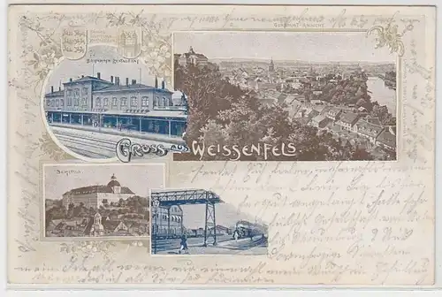 36087 Ak Gruß aus Weissenfels Bahnhofsrestaurant 1906