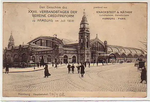 36016 Ak Hamburg gare centrale 27ème jour de l'union 1908