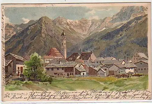 36013 Ak Litographie Mittenwald Panorama 1904