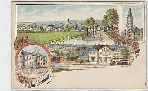 35986 Ak Lithographie Gruss aus Dorfchemnitz um 1900