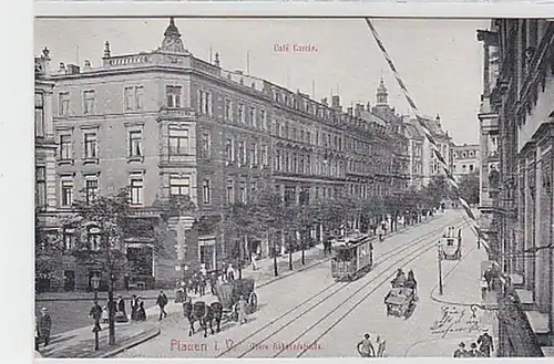 35945 Ak Plauen obere Bahnhofstraße Café Carola um 1910