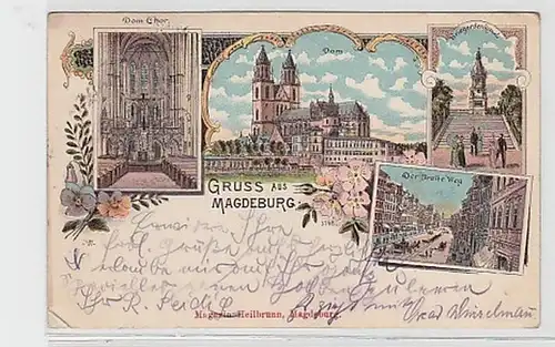 35933 Ak Lithographie Salutation de Magdeburg 1900
