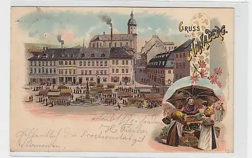 35916 Ak Lithographie Gruss aus Annaberg 1898