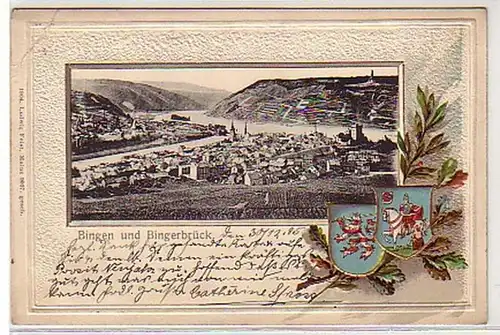 35899 Präge Ak Lithographie Bingen und Bingerbrück 1905