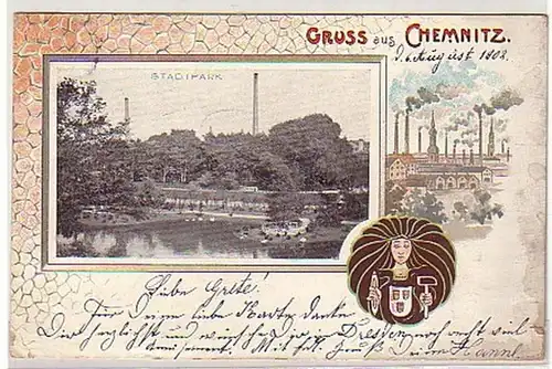 35894 Ak Lithographie Gruß aus Chemnitz 1902