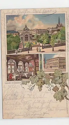 35889 Ak Lithographie Wiesbaden Loeschs Weinstuben 1906