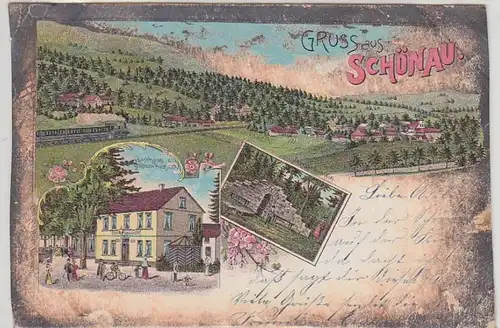 35875 Ak Lithographie Gruss aus Schönau 1900