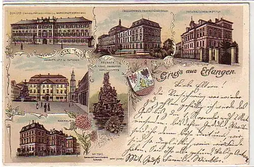 35870 Ak Lithographie Gruß aus Erlangen 1898
