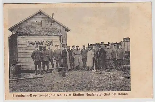 35869 Ak chemin de fer construction Compagnie n°17 chez Reims 1915