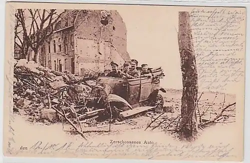 35849 Feldpost Ak voiture écrasée pendant la 1ère guerre mondiale 1917