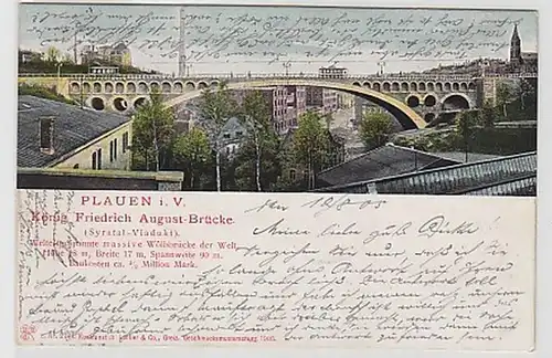 35828 Ak Plauen König Friedrich August Brücke 1905