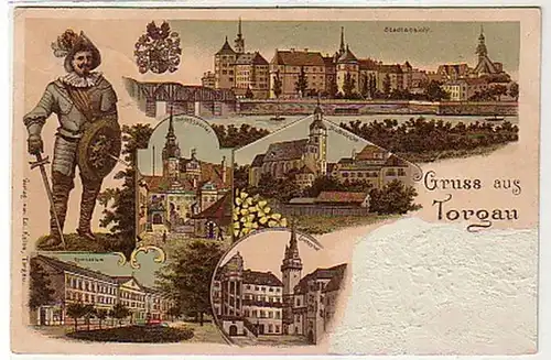 35815 Ak Lithographie Gruß aus Torgau 1898