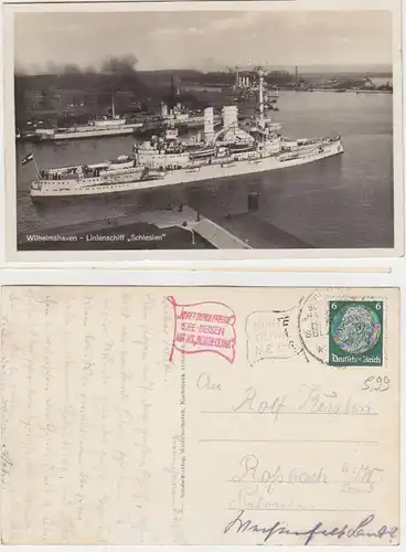 35805 Ak Wilhelmshaven navire-ligne "Silésie" 1934