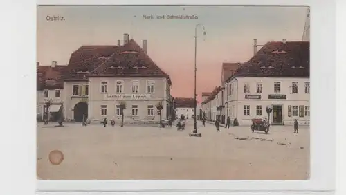 35789 Feldpost Ak Ostritz Markt und Schmidtstraße 1916